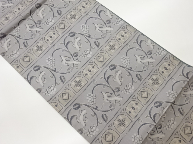 JAPANESE FUKURO OBI / WOVEN GRAPE ARABESQUE